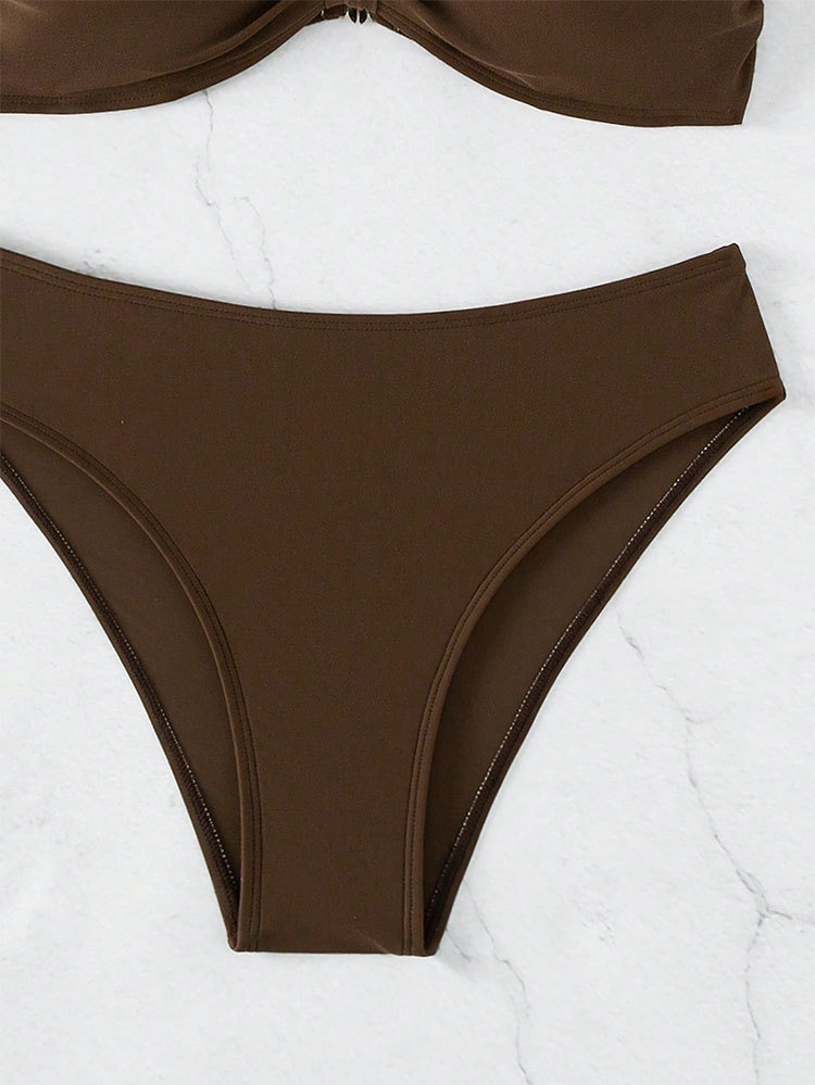 Women's Twist Front Halter Bandeau Bikini Two Piece Set view 6