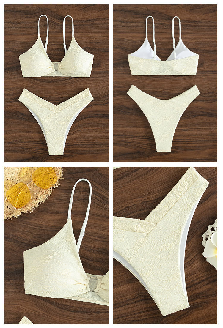 Women's O-Ring Triangle Bikini Set with High-Cut Bottoms view 5