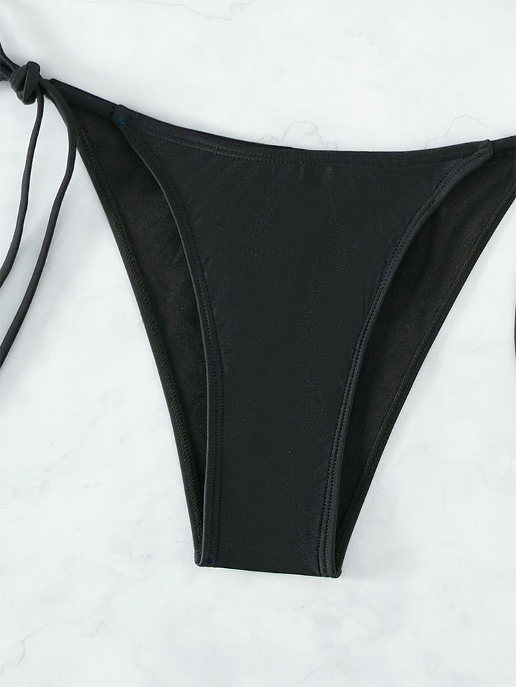 Women's Pearl Strap Shell Cup Tie-Side Bikini Set view 6