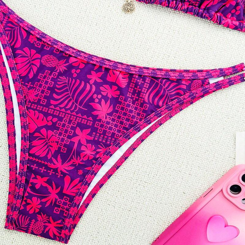 Women's Triangle String Bikini Set with Thong Bottom view 4