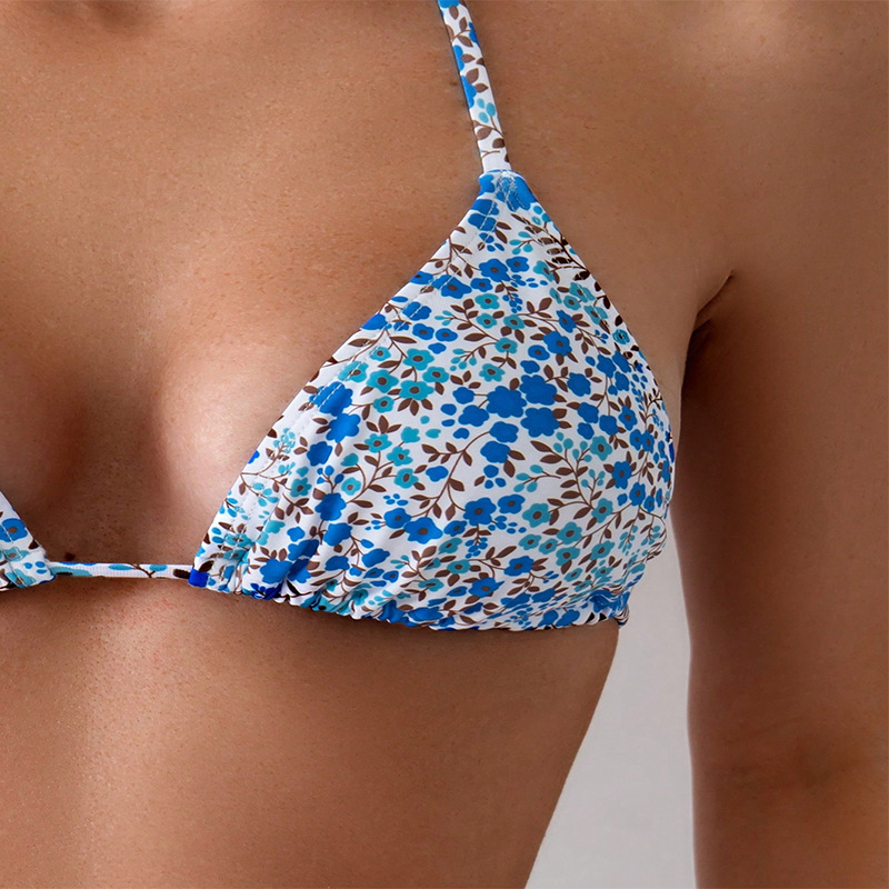 Women's Triangle Halter Bikini Set with Tie Back and Cheeky Bottom view 14