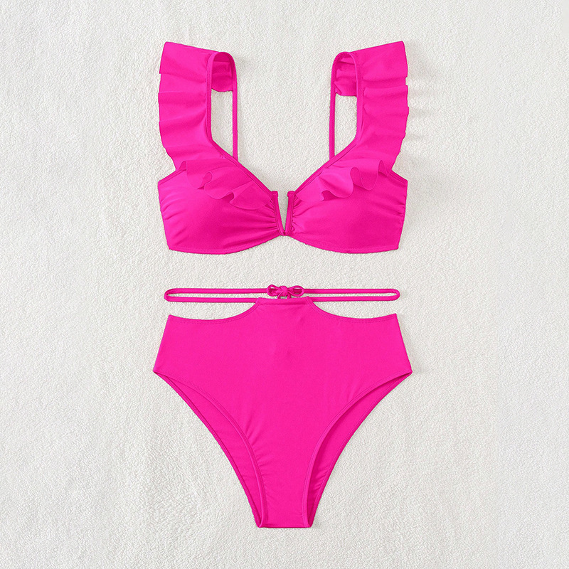 Ruffled V-Neck Two-Piece Bikini Set view 11