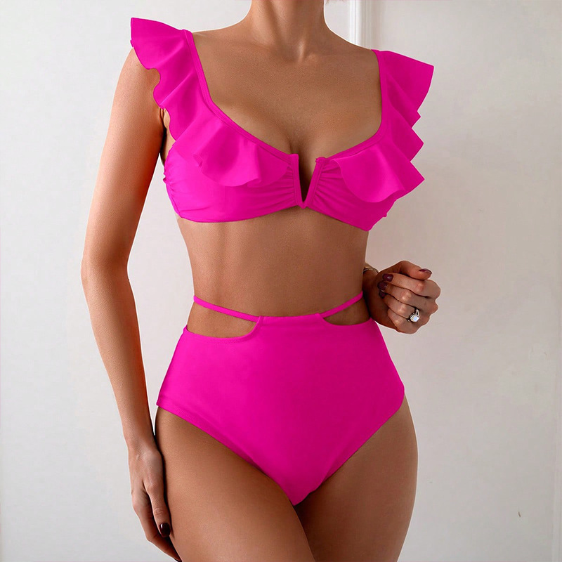 Ruffled V-Neck Two-Piece Bikini Set view 8