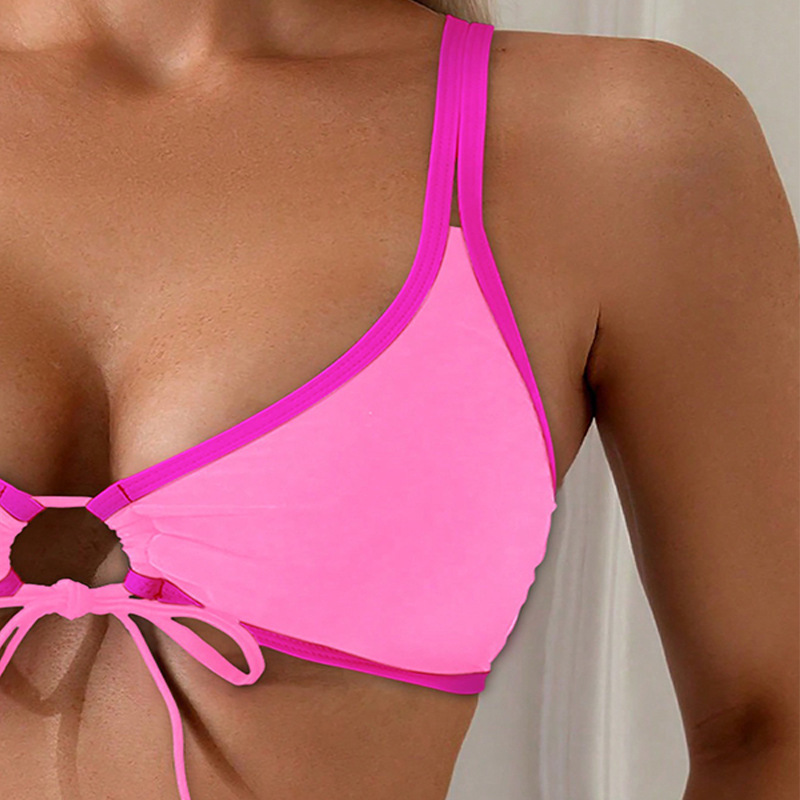 Two-Piece Bikini Set with Front Tie and High-Waisted Bottom view 6