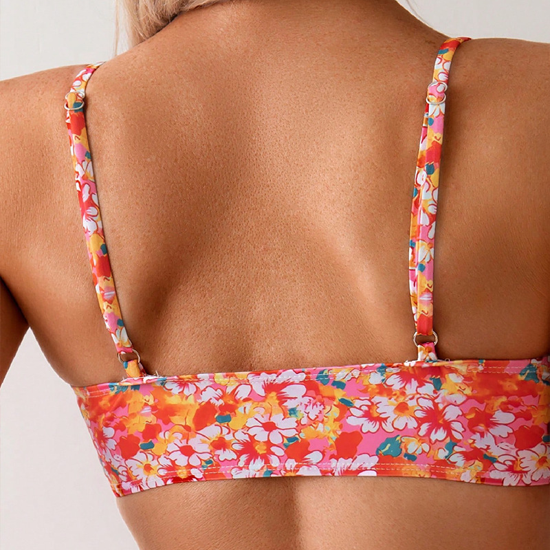 Adjustable Strap Ruched Bikini Set with Scalloped Trim view 3