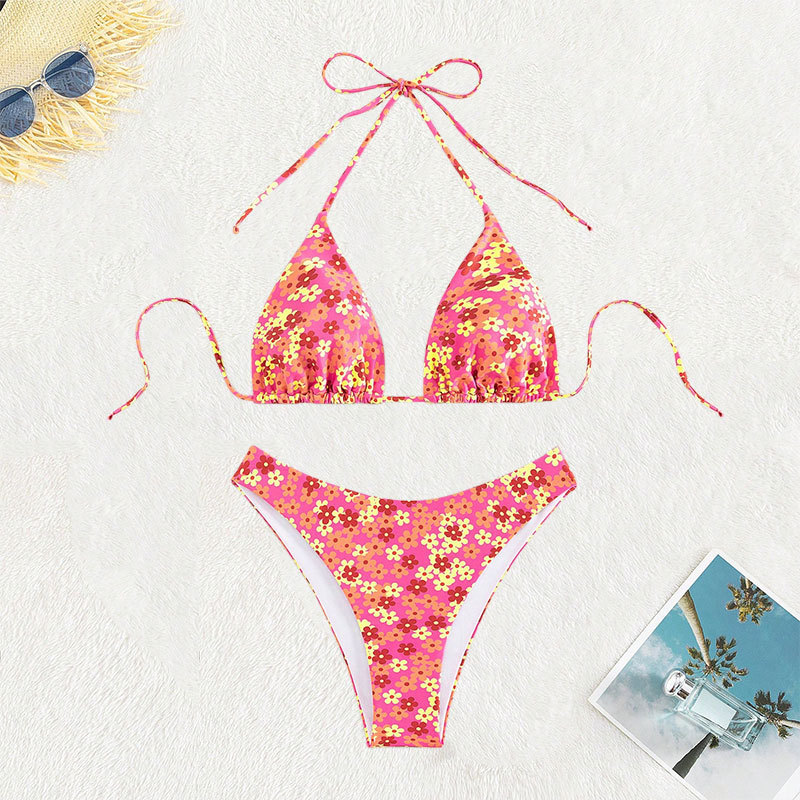 Two-Piece Halter Triangle Bikini Set with Side Ties view 13