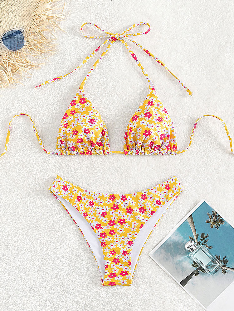 Two-Piece Halter Triangle Bikini Set with Side Ties view 16