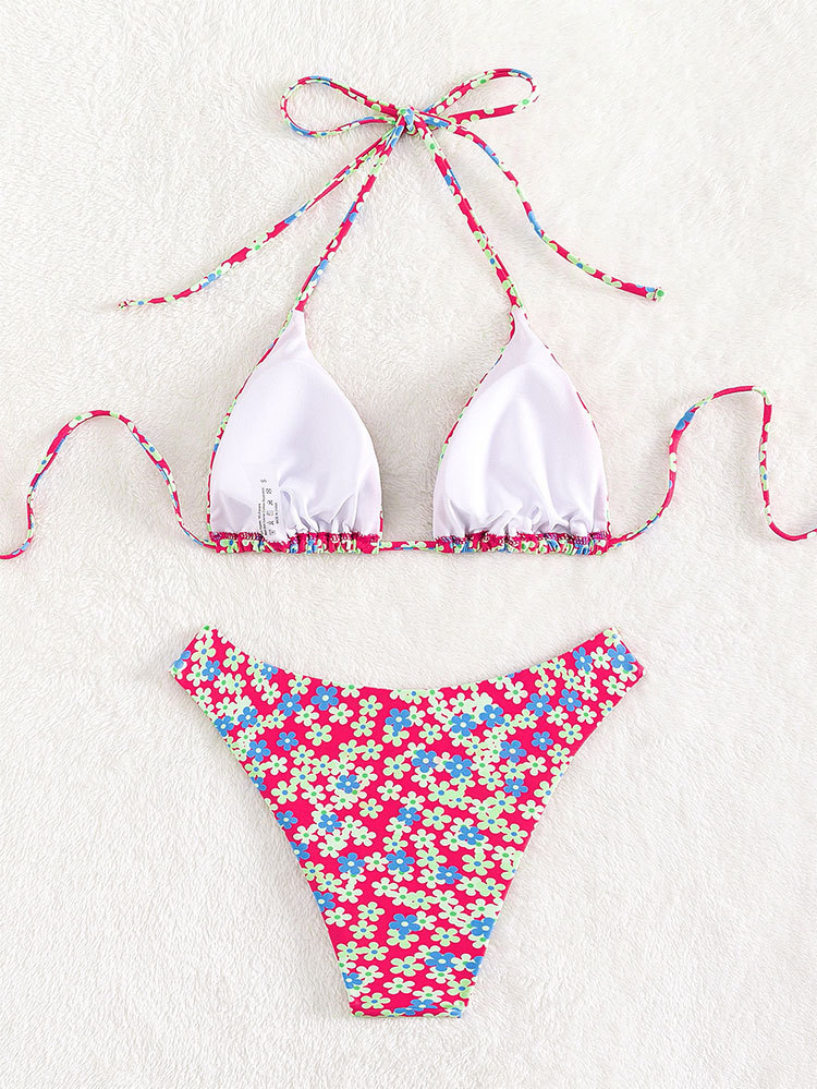 Two-Piece Halter Triangle Bikini Set with Side Ties view 9