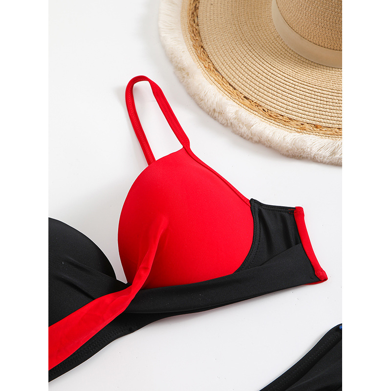 Two-Piece Bikini Set with Adjustable Spaghetti Straps and High-Waist Briefs view 3