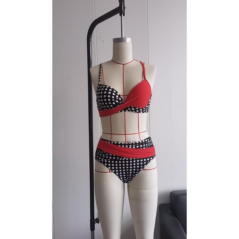 Two-Piece Bikini Set with Adjustable Spaghetti Straps and High-Waist Briefs view 9