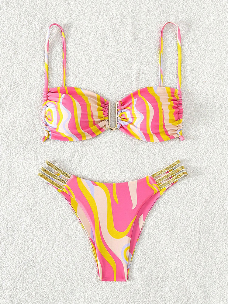 Two-Piece Bikini Set with Bandeau Top and Multi-Strap Bottom view 10