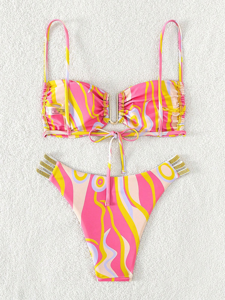 Two-Piece Bikini Set with Bandeau Top and Multi-Strap Bottom view 11