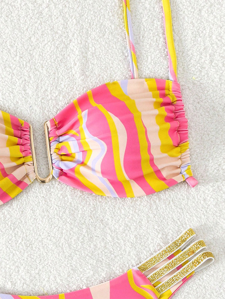 Two-Piece Bikini Set with Bandeau Top and Multi-Strap Bottom view 12