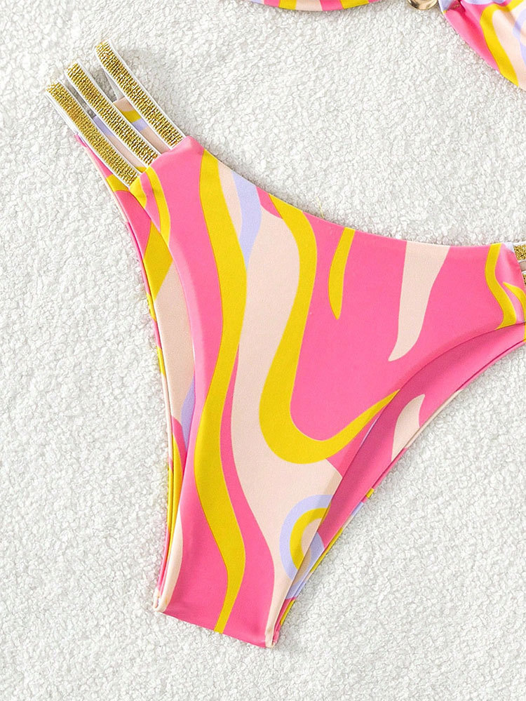 Two-Piece Bikini Set with Bandeau Top and Multi-Strap Bottom view 13
