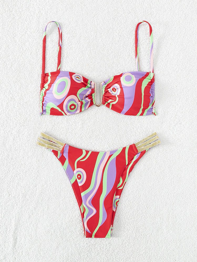 Two-Piece Bikini Set with Bandeau Top and Multi-Strap Bottom view 14