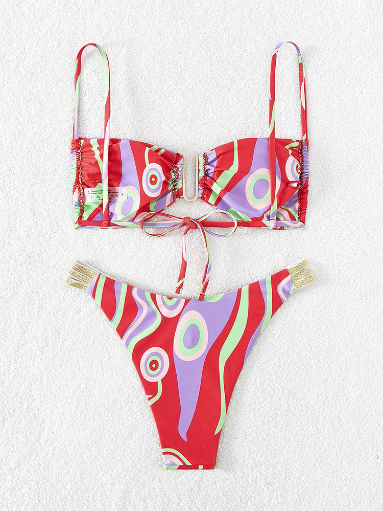 Two-Piece Bikini Set with Bandeau Top and Multi-Strap Bottom view 15