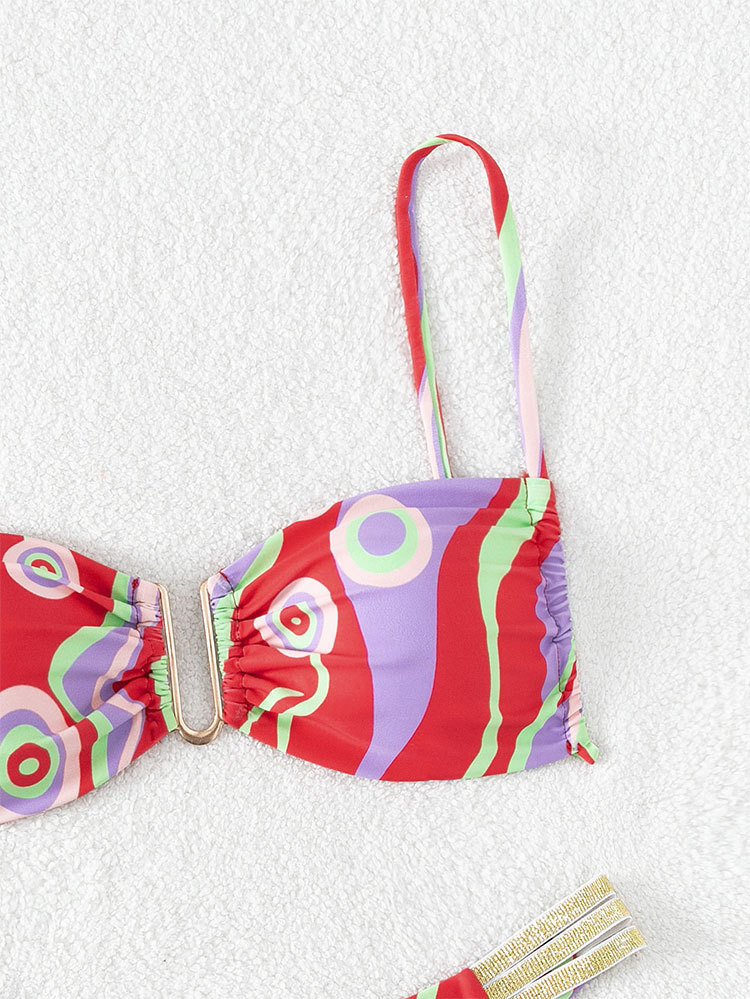 Two-Piece Bikini Set with Bandeau Top and Multi-Strap Bottom view 16