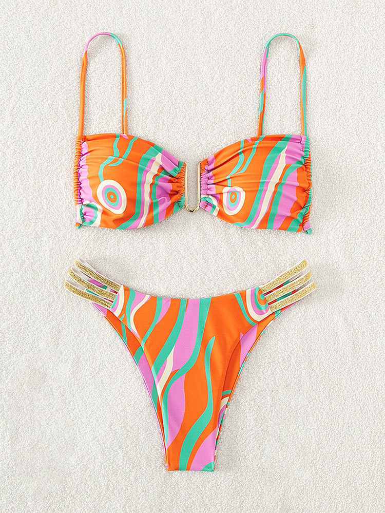 Two-Piece Bikini Set with Bandeau Top and Multi-Strap Bottom view 6