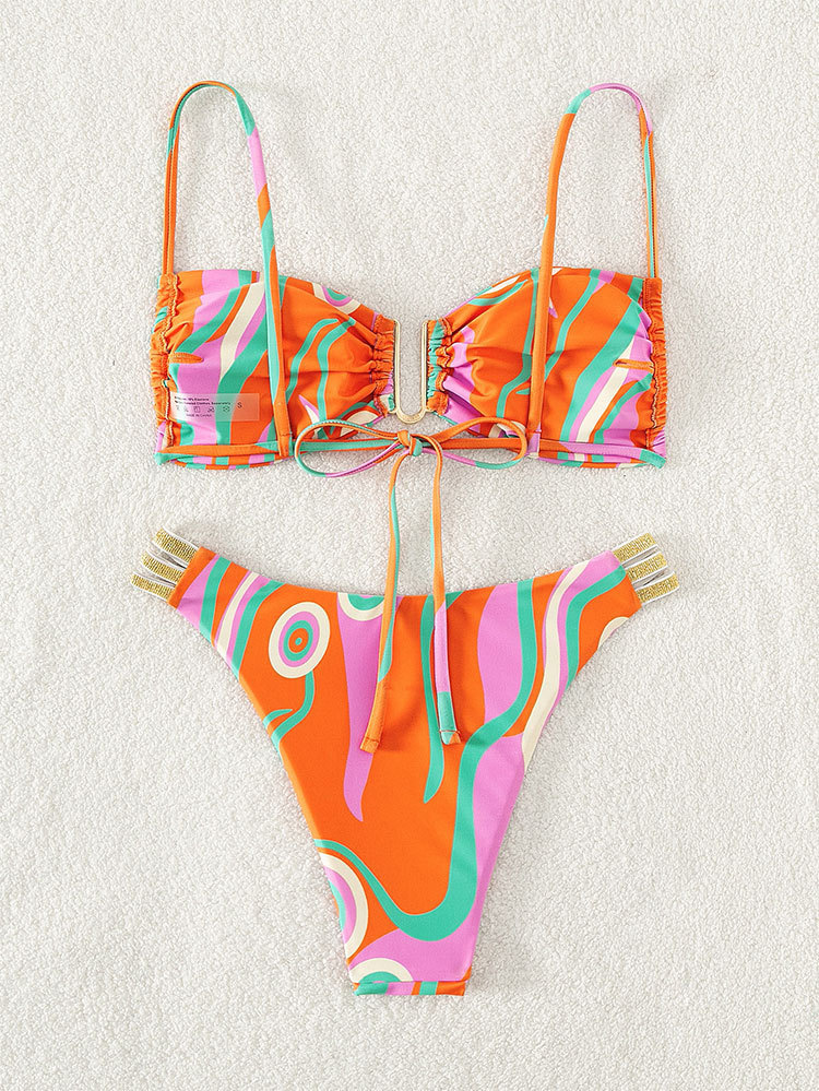 Two-Piece Bikini Set with Bandeau Top and Multi-Strap Bottom view 7