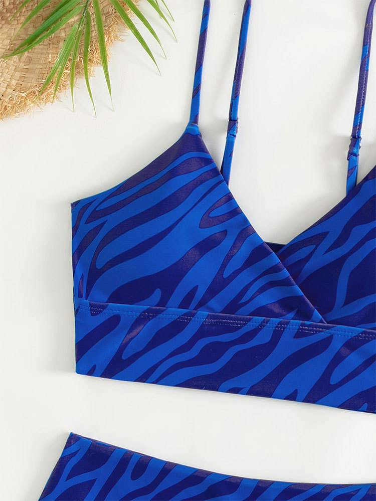 V-Neck Two-Piece Bikini Set with High-Waist Bottom