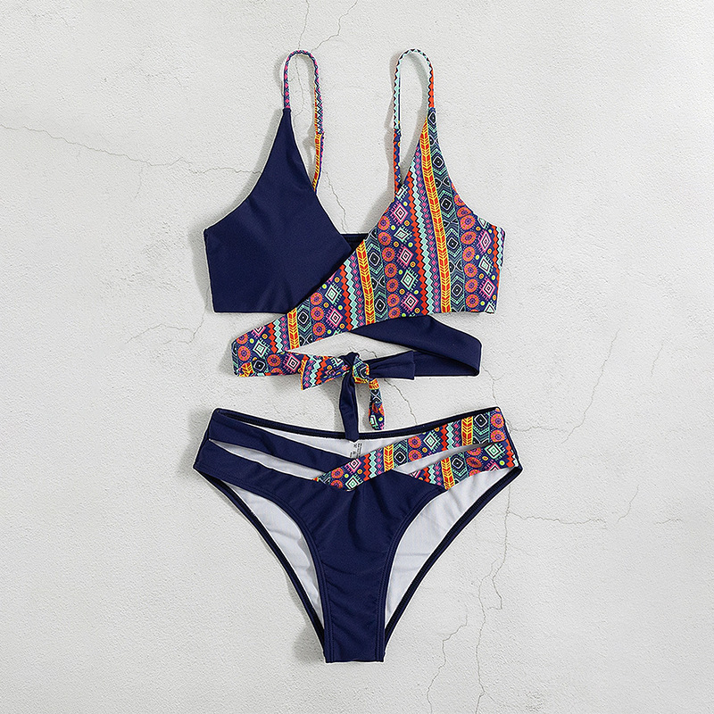 Two-Piece Cross-Tie Bikini Set with High-Waist Bottom view 3