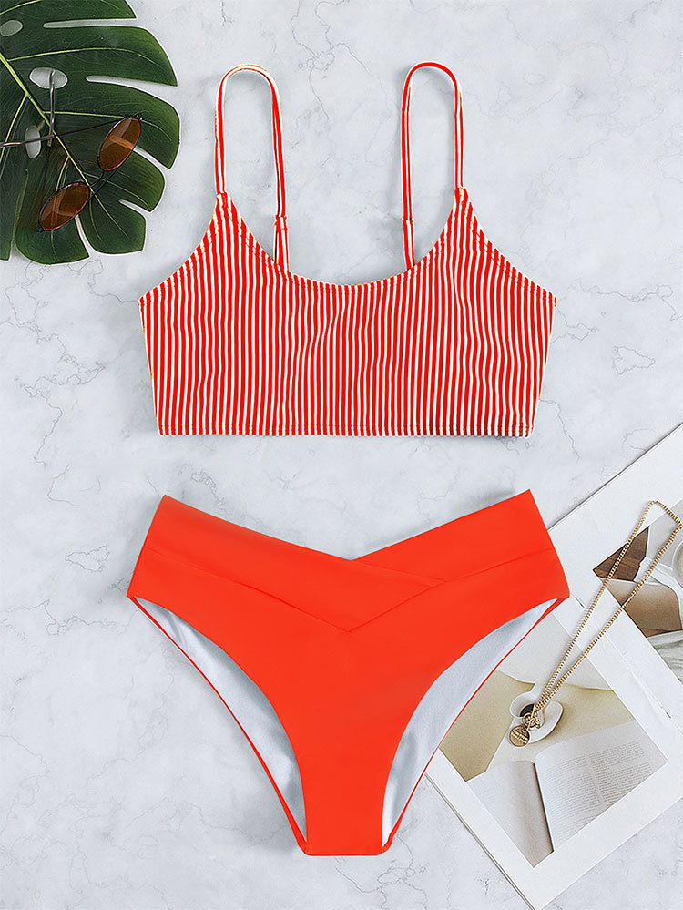 Two-Piece High-Waist Bikini Set with Crop Top