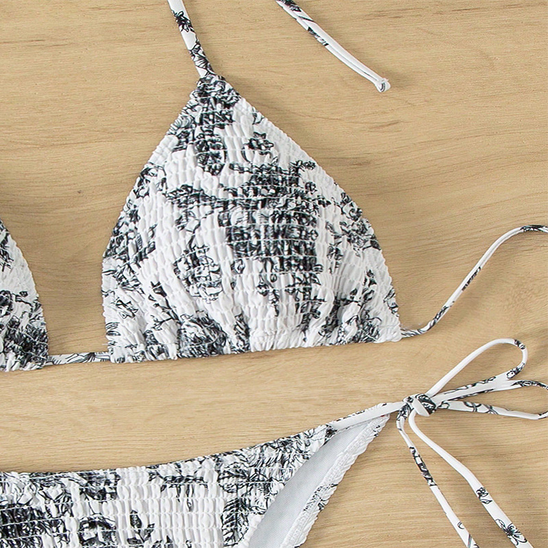 Halter Neck Tie-side Triangle Bikini Set with Removable Pads view 3