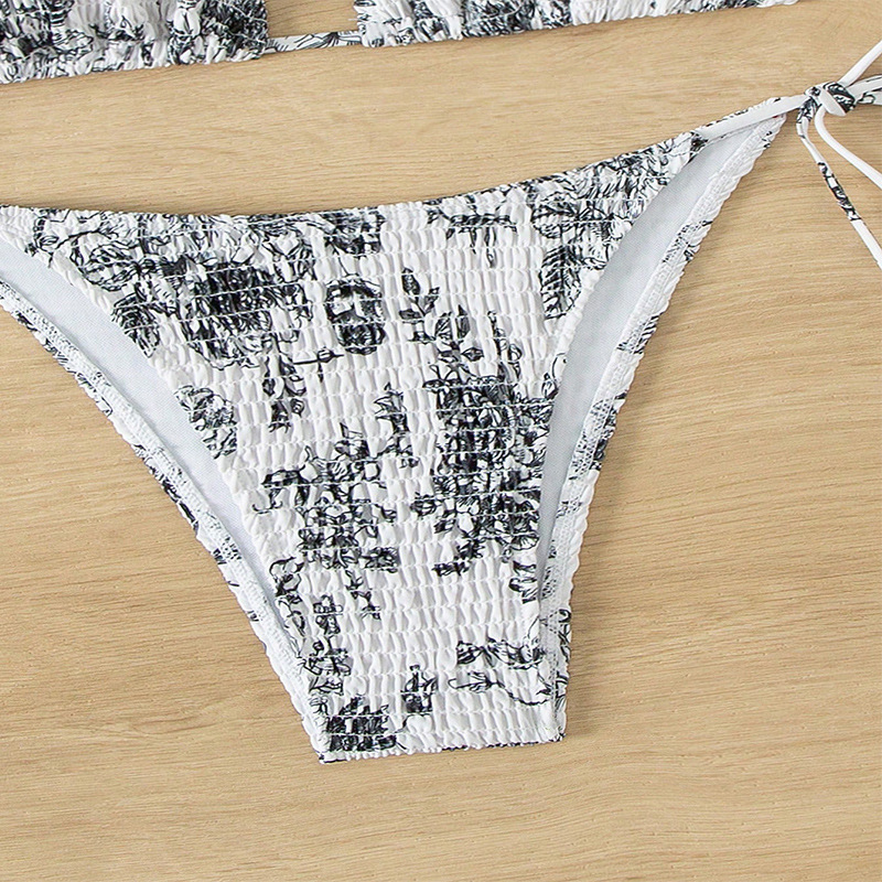 Halter Neck Tie-side Triangle Bikini Set with Removable Pads view 4