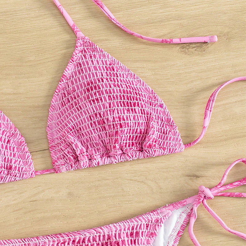Halter Neck Tie-side Triangle Bikini Set with Removable Pads view 6
