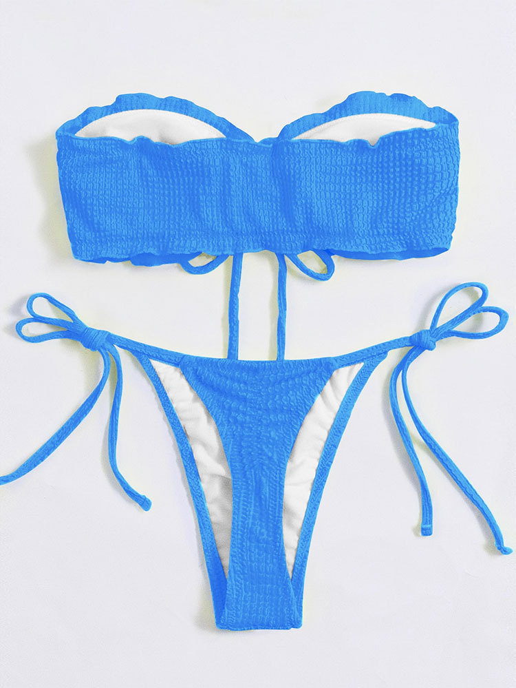 Strapless Bandeau Bikini Set with Side-Tie Thong Bottoms view 4