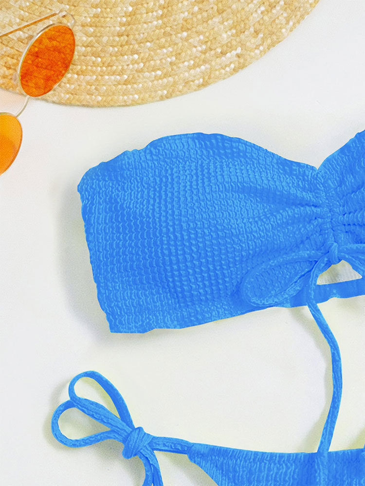 Strapless Bandeau Bikini Set with Side-Tie Thong Bottoms view 5