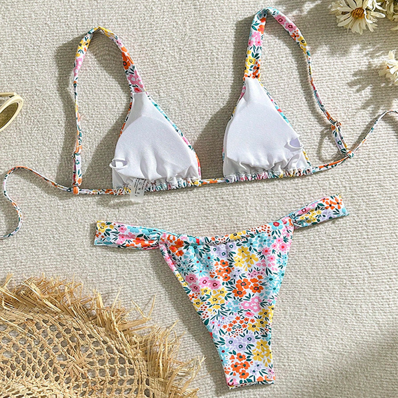 Two-Piece Triangle Halter Bikini Set with Side-Tie Bottom view 11