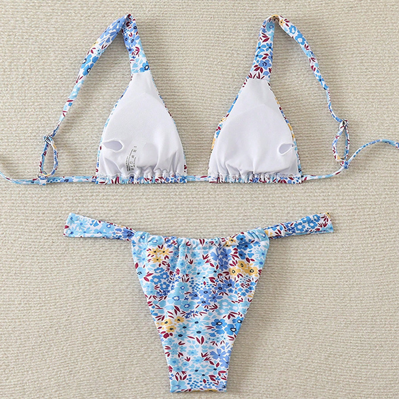 Two-Piece Triangle Halter Bikini Set with Side-Tie Bottom view 14