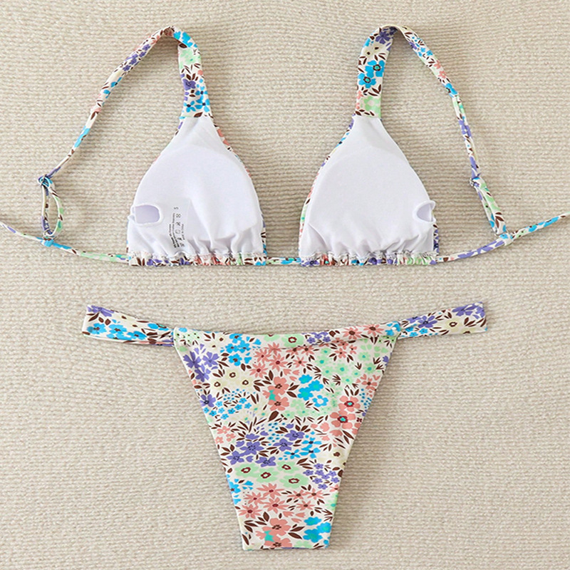 Two-Piece Triangle Halter Bikini Set with Side-Tie Bottom view 16