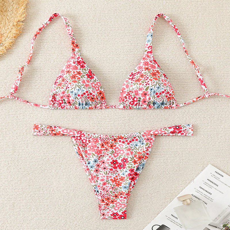 Two-Piece Triangle Halter Bikini Set with Side-Tie Bottom view 5