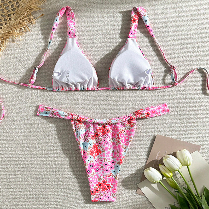 Two-Piece Triangle Halter Bikini Set with Side-Tie Bottom view 6