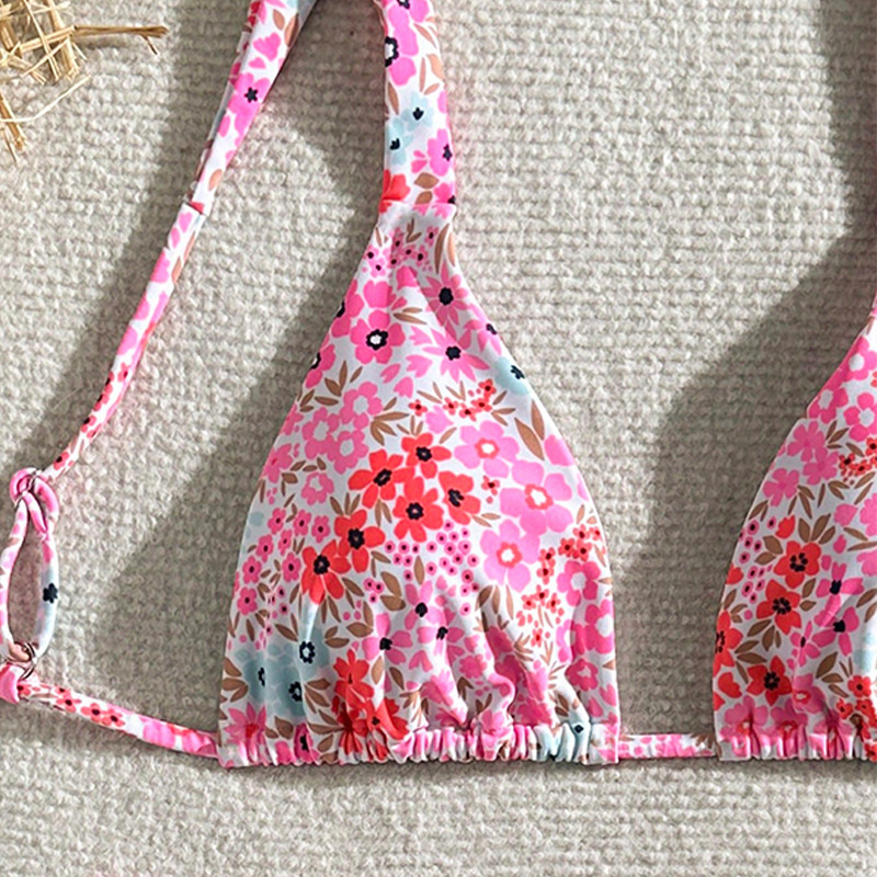 Two-Piece Triangle Halter Bikini Set with Side-Tie Bottom view 8