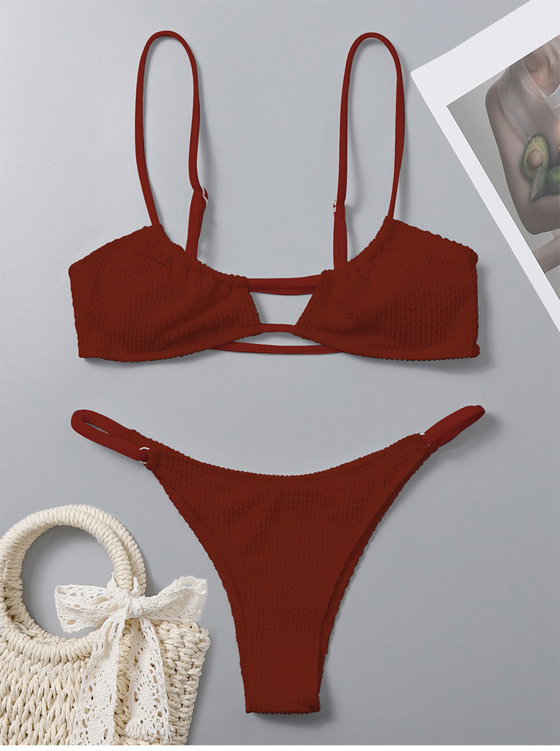 Two-Piece Bikini Set with Cutout Top and High-Cut Bottom view 12