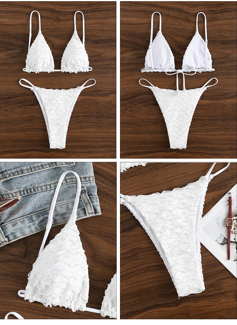 Textured Triangle Cup Two-Piece Bikini Set