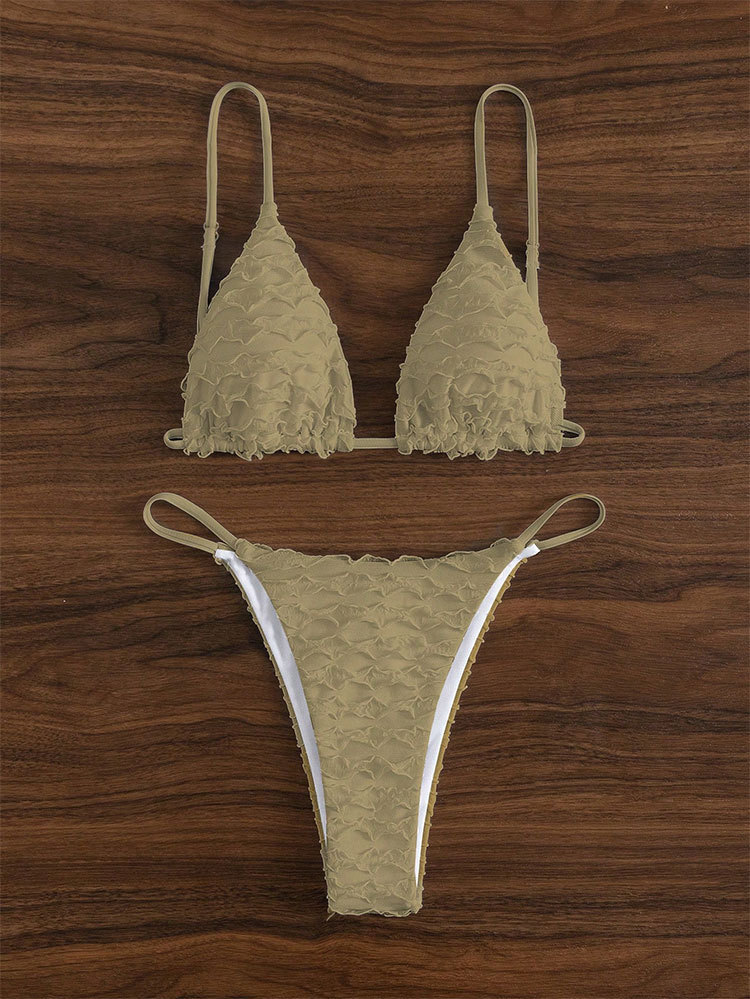 Textured Triangle Cup Two-Piece Bikini Set view 9