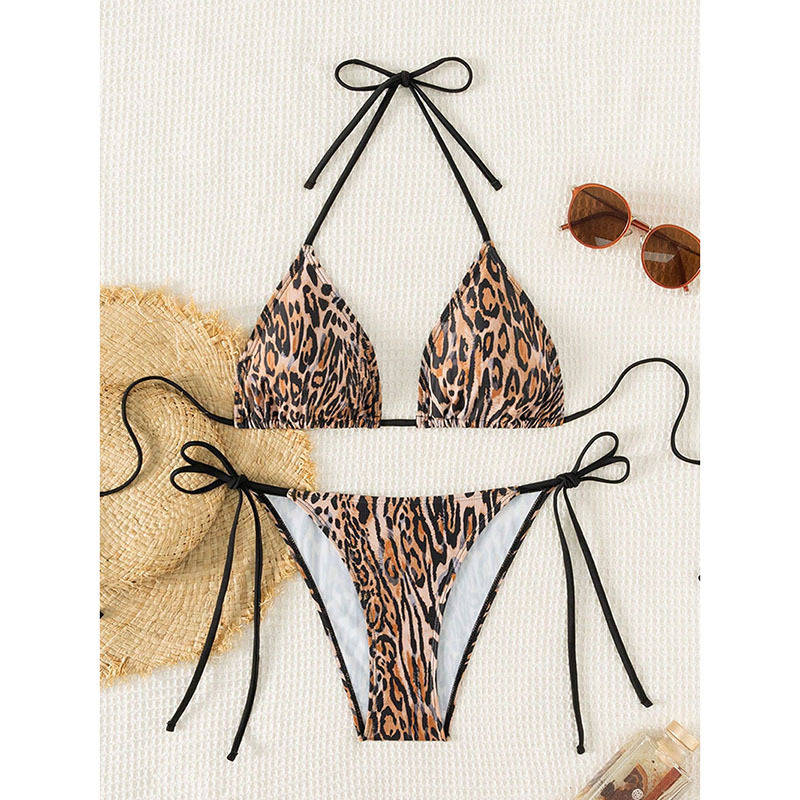 Women's Halter Triangle Bikini Set with Side Ties view 14