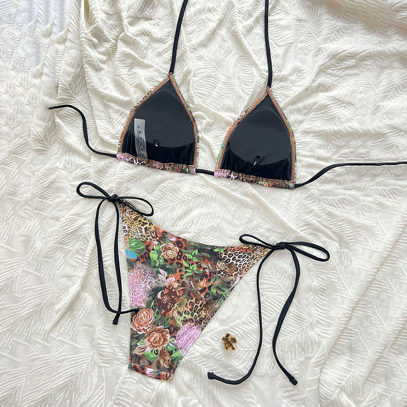 Women's Halter Triangle Bikini Set with Side Ties view 7