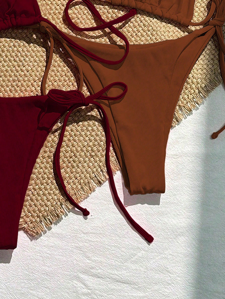 Two-Piece Triangle Bikini Set with Halter Neck and Side Ties view 4
