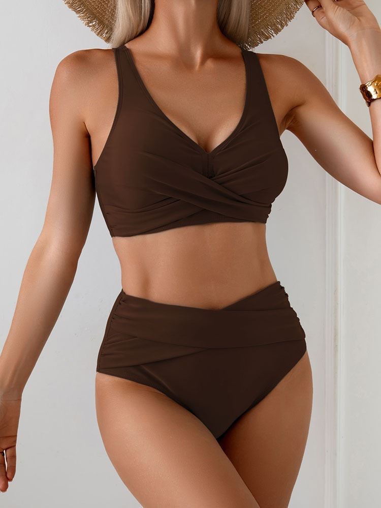 V-Neck Wrap Bikini Set with High Waist view 10