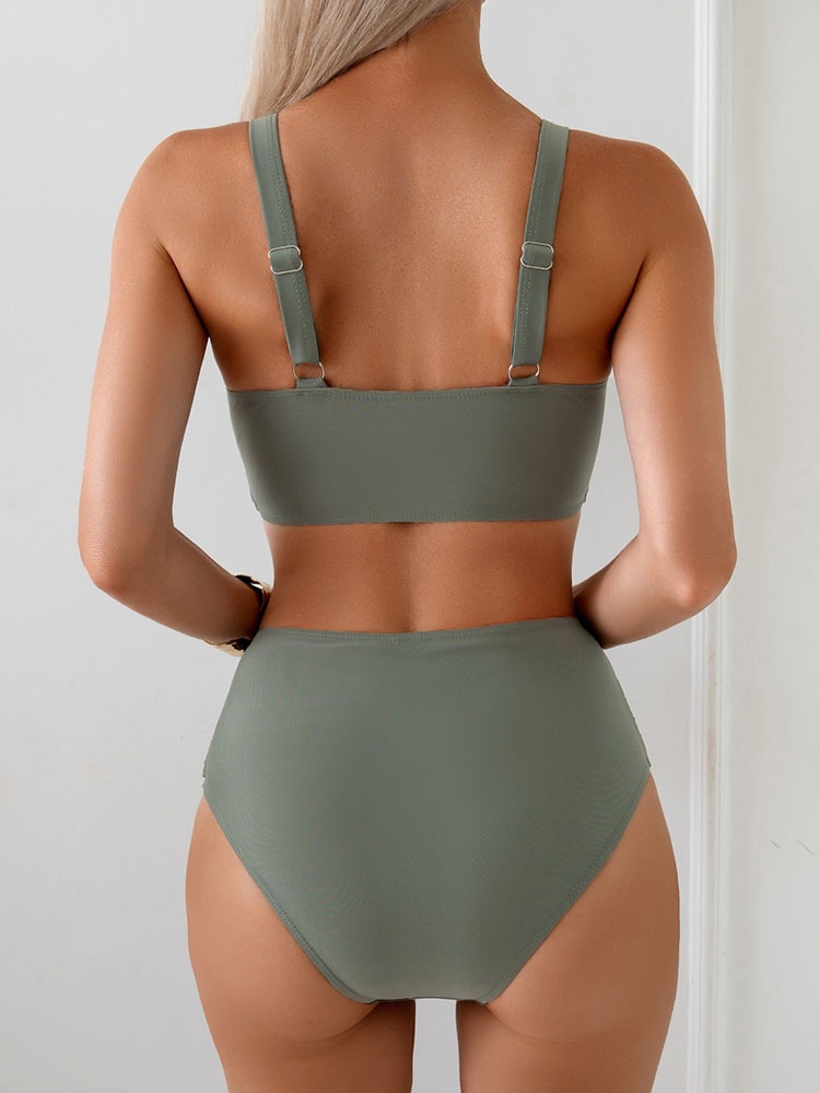 V-Neck Wrap Bikini Set with High Waist view 16