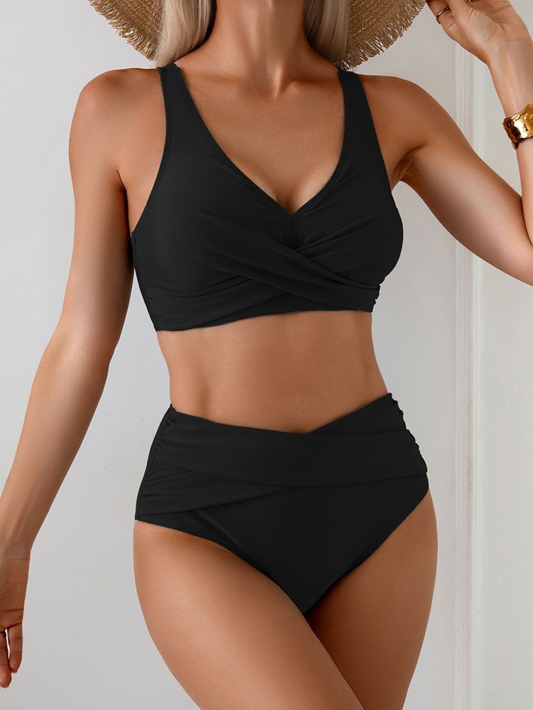 V-Neck Wrap Bikini Set with High Waist view 22