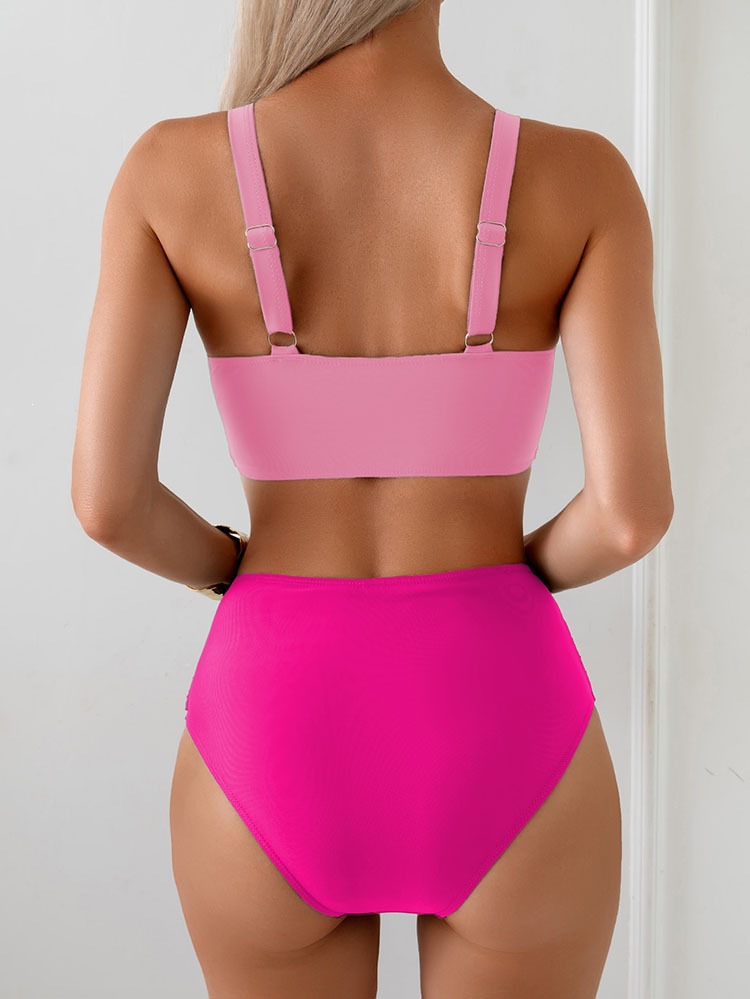 V-Neck Wrap Bikini Set with High Waist view 24