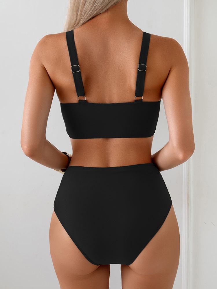 V-Neck Wrap Bikini Set with High Waist view 25