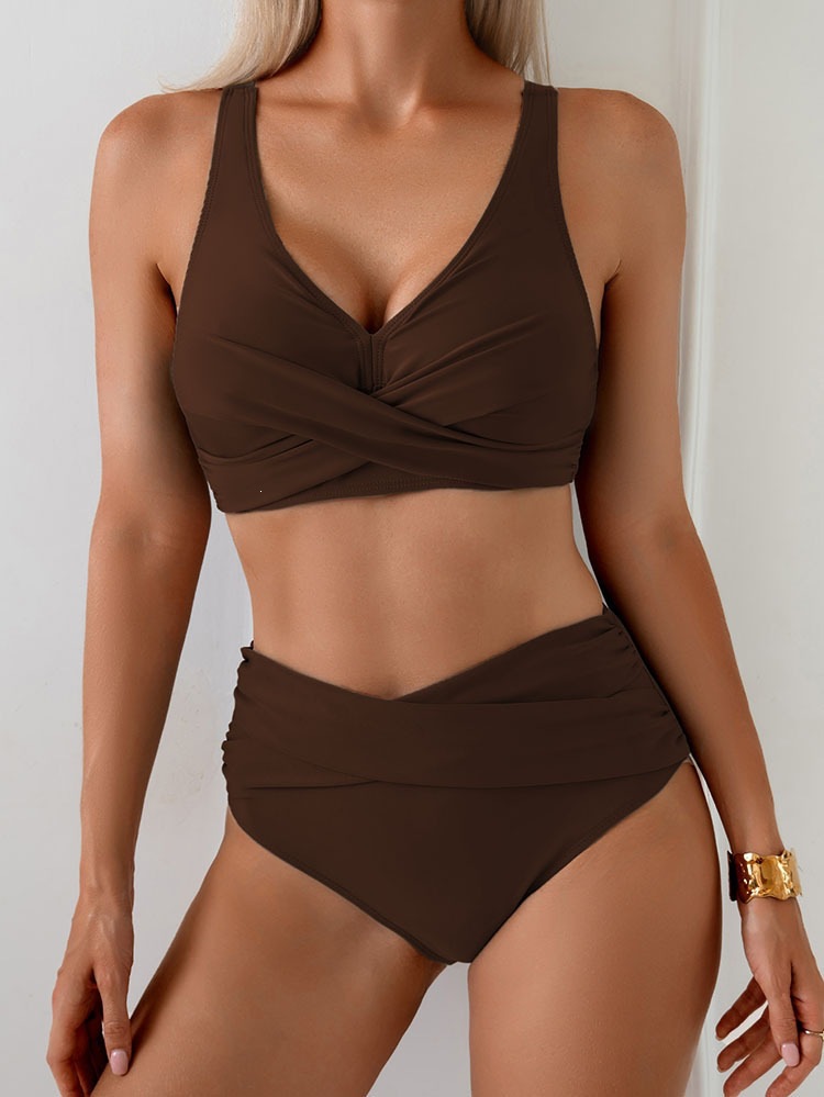 V-Neck Wrap Bikini Set with High Waist view 9