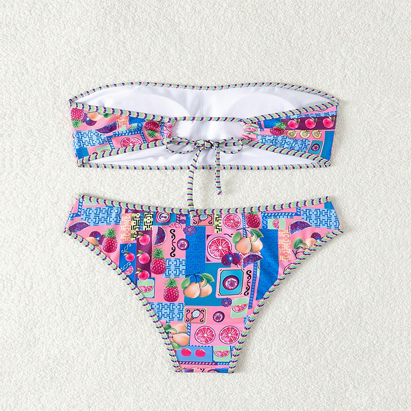 Strapless Tie-Front Bandeau Bikini Set view 4